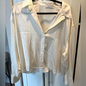 90s Cropped Satin Shirt - Abercrombie and Fitch